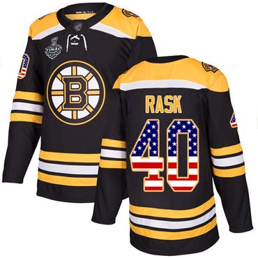 NHL Bruins #40 Tuukka Rask Schwarz Heim USA Flag 2019 Stanley Cup